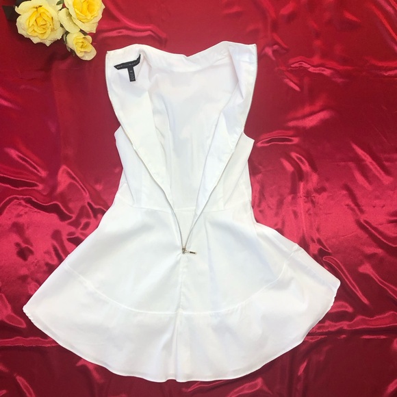 White House Black Market (WHBM) Mock Neck Sleeveless Fit & Flare Tunic Top White - Picture 6 of 10